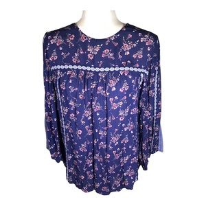 J. Jill Blue Floral Blouse